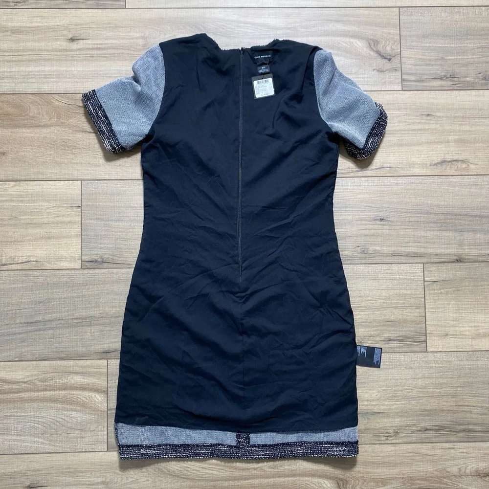 Club Monaco Womens‎ Textured Short Sleeve Lined Dress Size Small Black Mix